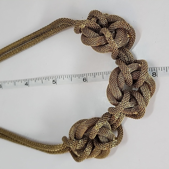 J. Crew Gold Tone Triple Knot Mesh 🪢 Link Chain Necklace - Picture 8 of 11